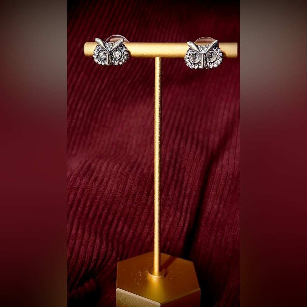 Silver Owl Stud Earrings